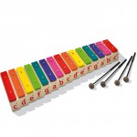 Enkelttoner klokkespil i boomwhackers-farver med fire filtkøller