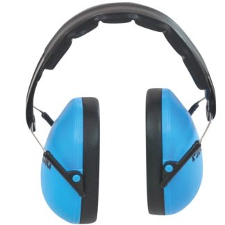 Blå og sorte høreværn i børnestørrelse